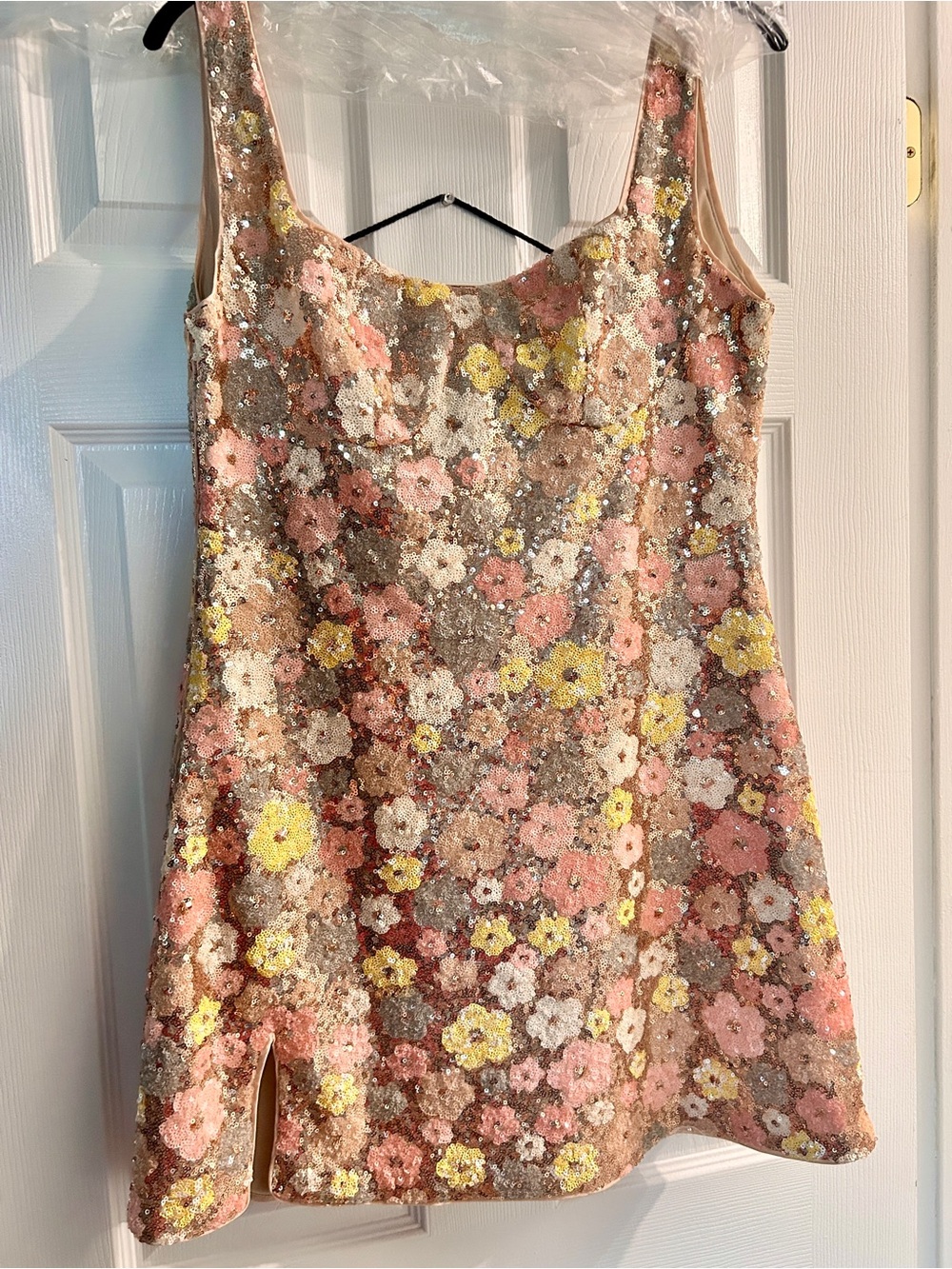 NWT SEQUIN FLORAL MINI DRESS XL